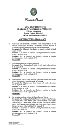 Secretar&iacute;a General - Asamblea Nacional de Panam&aacute;