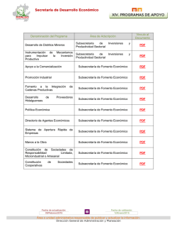 Secretaría de Desarrollo Económico XIV. PROGRAMAS DE APOYO