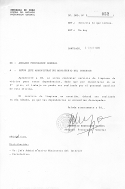 republica de chile oficina del abogado procurador general of. ord. n° p