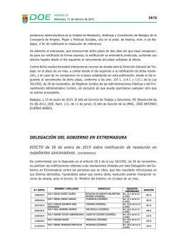 Edicto de 26 de enero de 2015 sobre notificación de resolución en