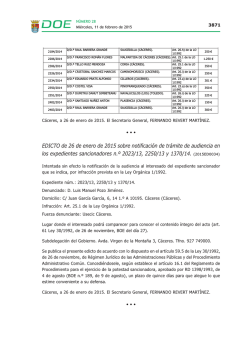 Edicto de 26 de enero de 2015 sobre notificación de trámite de