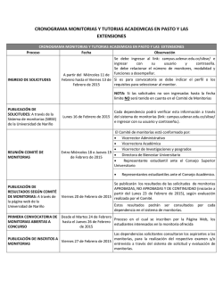 cronograma monitorias y tutorias academicas en pasto y las