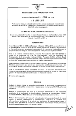 Resolución 0354 de 2015 - Ministerio de Salud y Protección Social