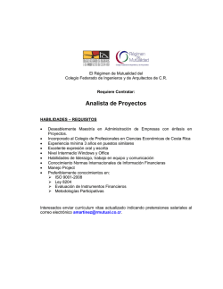 Analista de Proyectos - Colegio de Profesionales en Ciencias