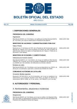 Sumario del BOE núm 39 de Sábado 14 de febrero de 2015
