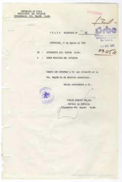 REPUBLICA DE CHILE MINISTERIO DEL INTERIOR Intendencia