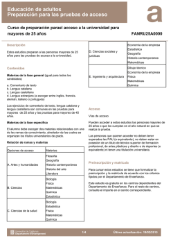 Educación de adultos Preparación para las pruebas de acceso