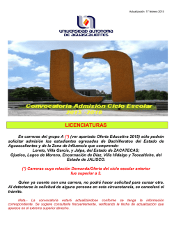 Convocatoria Licenciatura - Universidad Autónoma de Aguascalientes