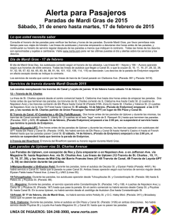 Alerta para Pasajeros - the New Orleans Regional Transit Authority