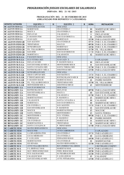 PROGRAMACIÓN JUEGOS ESCOLARES SALAMANCA 21 Febrero