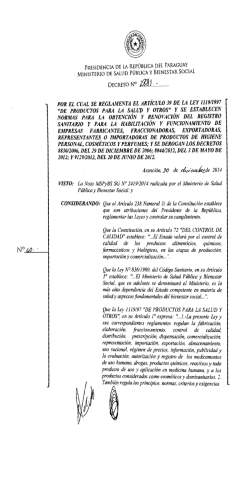 decreto firmado cosmeticos - Ministerio de Salud Pública y