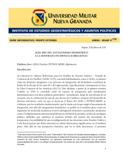 Bogotá, 20 de febrero de 2015 ALBA 2014: DEL