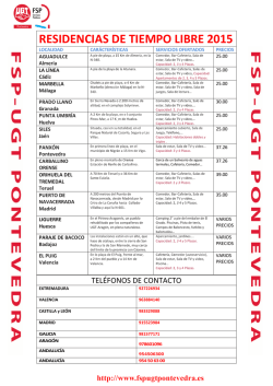 RESIDENCIAS DE TIEMPO LIBRE 2015 - FSP