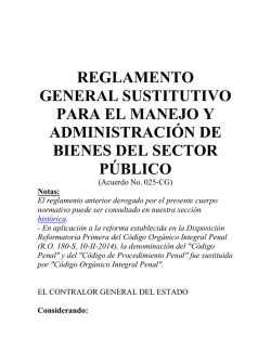 reglamento general sustitutivo para el manejo y administración de
