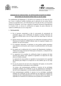 Comunicado de la convocatoria - Agencia Estatal de Seguridad Aérea