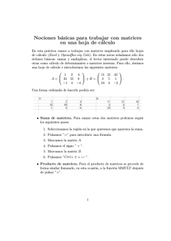 Nociones básicas para trabajar con matrices en una hoja de cálculo