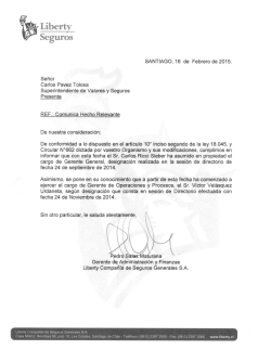 SANTIAGO, 16 de Febrero de 2015. Señor Carlos Pavez Tolosa
