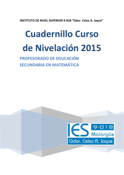 Cuadernillo Profesorado de Educación Secundaria - IES N°9-018