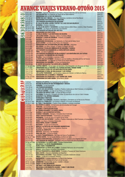 AVANCE VIAJES VERANO-OTOÑO 2015