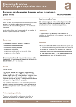 Educación de adultos Preparación para las pruebas de acceso
