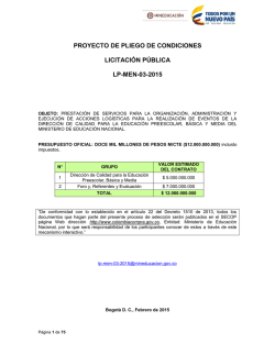 proyecto de pliego de condiciones licitación pública lp-men-03-2015