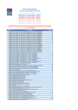 STOCK DISPONIBLE viernes, 20 de febrero de 2015