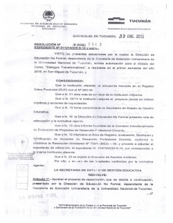 Resolución Nº 62_5 (SGE) - Ministerio de Educación de la Provincia