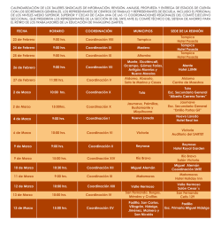 Calendarización de los talleres de información