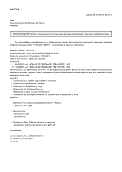 LAIVE S.A. Jueves, 19 de Febrero de 2015 Sres