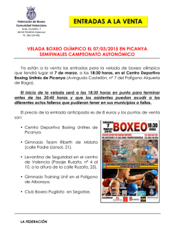 info ENTRADAS - Federación de Boxeo de la Comunidad Valenciana