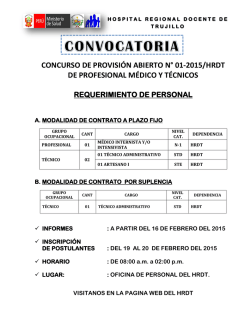 convocatoria a plazo fijo n°01-2015/hrdt de profesional medico y