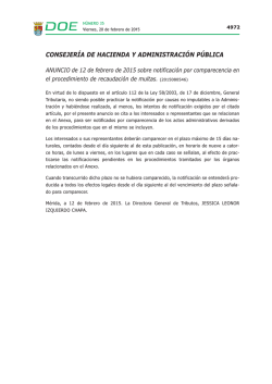 Anuncio de 12 de febrero de 2015 sobre notificaci&oacute;n por