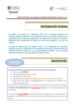 CONVOCATORIA TALLERES ALUMNOS II SEMESTRE CURSO 14