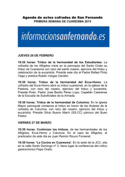 Agenda de actos cofrades I semana de Cuaresma 2015