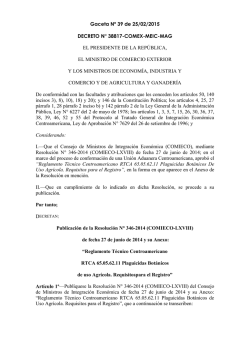 Decreto N° 38817-COMEX-MEIC-MAG Reglamento Técnico