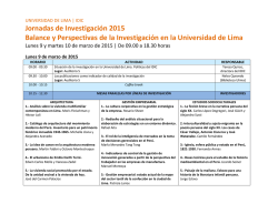 Jornadas de Investigación 2015 Balance y Perspectivas de la