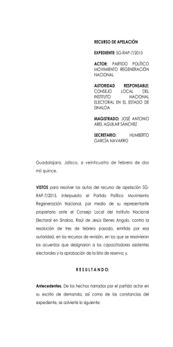 SG-RAP-0007-2015 - Tribunal Electoral del Poder Judicial de la