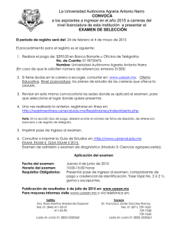 La Universidad Autónoma Agraria Antonio Narro CONVOCA a los