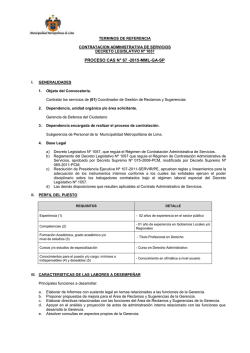 PROCESO CAS N° 67 -2015-MML-GA-SP