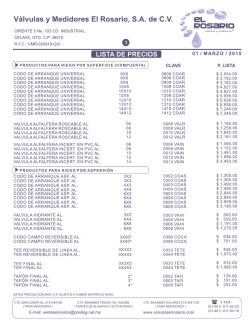 lista de precios 2014.cdr - valvulas y medidores el rosario s.a. de c.v