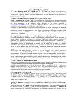 AVISO DE PRIVACIDAD - Aceros Troquelados del Norte