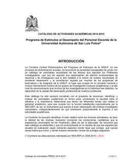 Catálogo de Actividades Académicas 2014-2015.