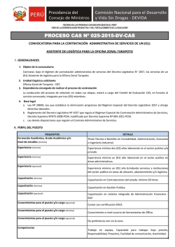 Convocatoria CAS N° 025- Bases de Perfil