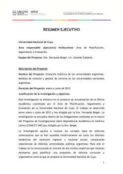 RESUMEN EJECUTIVO - UNCUYO. Universidad Nacional de Cuyo