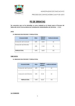 FE DE ERRATAS - Municipalidad de Chaclacayo