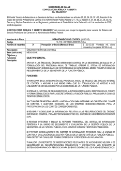 Convocatoria SSA_2015_07 - Secretaría de Salud :: México