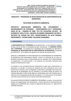 "Loteamiento – Mejoramiento de Viviendas – Asentamiento