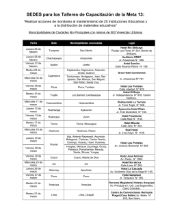SEDES para los Talleres de Capacitación de la Meta 13: