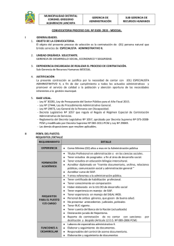 CONVOCATORIA PROCESO CAS. Nº 0100- 2015