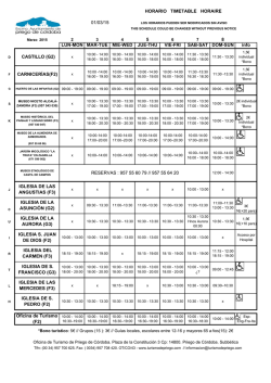 Horario Monumentos - Turismo de Priego de Córdoba
